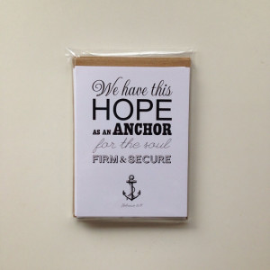 Anchor Quote Print Hope Typography Scripture Art Stationery Note Cards ...