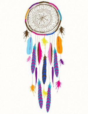 drawing, dreamcatcher, feathers