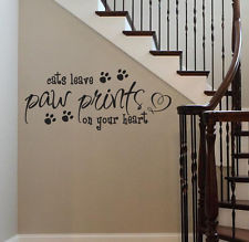 ... CATS Leave Paw Prints On Your Heart Vinyl Wall Decal Sticker Art Quote