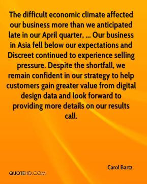 Carol Bartz - The difficult economic climate affected our business ...