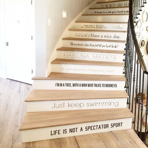Sweeping staircase with Disney quotes. One of my favorite ideas from ...