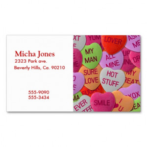Candy Hearts With Sweet Sayings Business Card Template