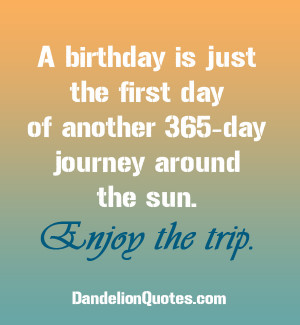 ... First Day Of Another 365 Day Journey Around The Sun - Birthday Quote