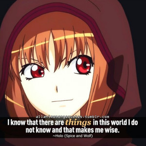 ... tags for this image include: spice and wolf, holo and anime quote