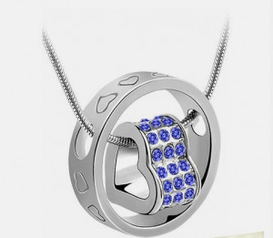 ... / Jewelry / Pendant / Sapphire 18″ Chain Heart Engraved Necklace