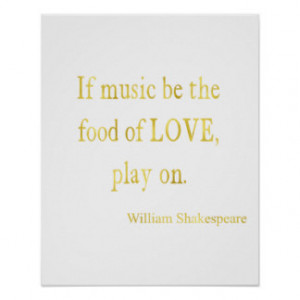 Shakespeare Food of Love Quote Faux Glitter Poster