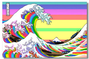 The Great Wave Rainbow Off Katsushika Hokusai Silk Wall Poster 48x32 ...