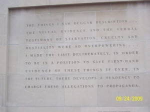 Quotes @ holocaust Memorial & Museum (a Facebook Member, Mar 2010)