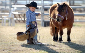 RODEO FUN - CUTE LITTLE COWBOY READY TO SADDLE HIS CUTE LITTLE PONY!