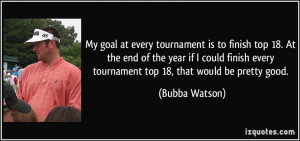 goal at every tournament is to finish top 18. At the end of the year ...