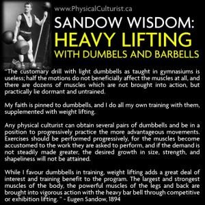 eugen sandow quote dummbell, barbells and weightlifting