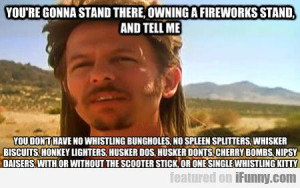 Joe Dirt talking to chicken wing