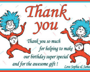 Dr Seuss thank you card, thing 1 an d thing 2 thank you card, twins ...
