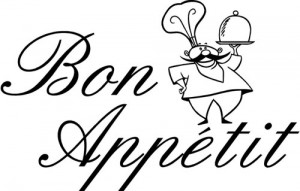 Bon Appetit with Chef vinyl lettering home wall decal decor art quote