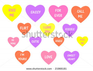 colorful hearts with sayings - stock photo