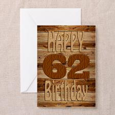 62nd Birthday A carved wooden card. Greeting Cards for