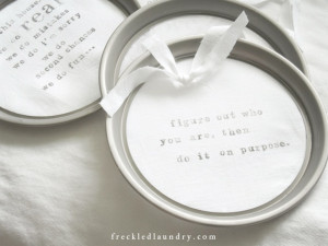 repurposed stovetop ring linen quotes