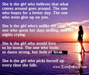 Shes the girl who would love to be loved, Respect Girls Quotes