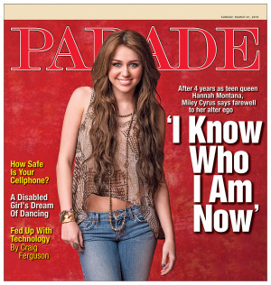 Miley Cyrus on the cover of Parade Magazine