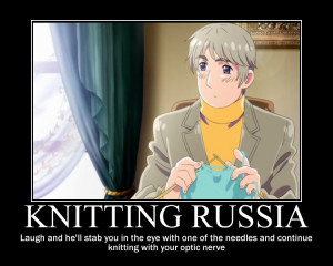 knitting russia hetalia demotivational anime poster