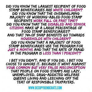this for the political aspect, but for the message that food stamp ...