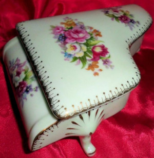 Baby Grand Piano Footed Porcelain Jewelry Trinket Box French Rose ...