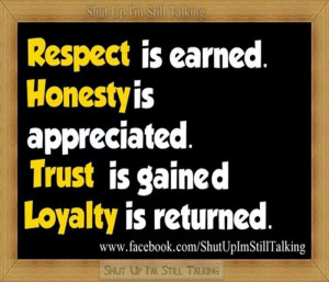 Respect, Honesty, Trust, Loyalty