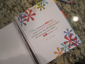 quotes and sayings throughout the planner, this one is at the front ...
