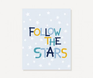 Kids Wall Art Follow The Stars Quote Art Poster by colorbee, $15.00