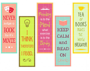 Reading Quotes Bookmarks Digital Clip Art for Scrapbooking Card Making ...