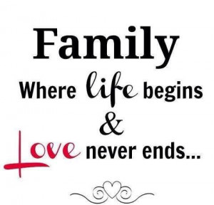 Family. Where life begins and love never ends. Picture Quote #3