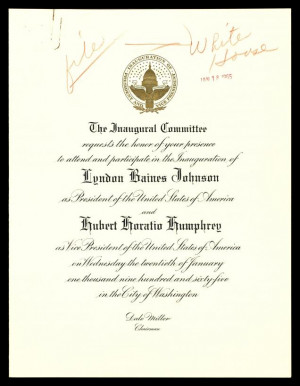Invitation to President Johnson's Inauguration