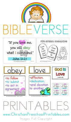 Visual Bible Verse Printables, Includes Bible Vocab, Character of God ...
