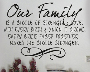 ... Family is a circle of strength and love decal quotes words , sayings