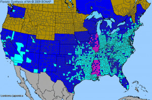 The shaded areas on the map indicates where the species has been ...