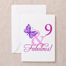Fabulous 9th Birthday For Girls Greeting Card for