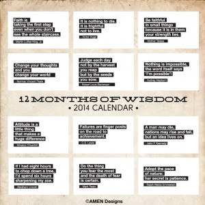 2014 Printable Calendar. Inspirational Quotes. 2 Months per sheet.