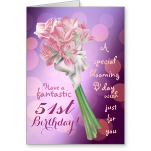 Happy Birthday ! - 51st pink flowers Greeting card