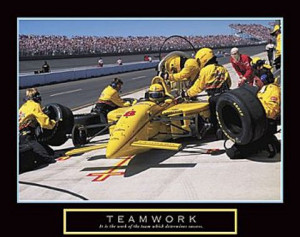 Race Car Teamwork Poster 10x8
