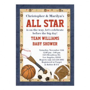 Sports All Star Baby Shower Invitation