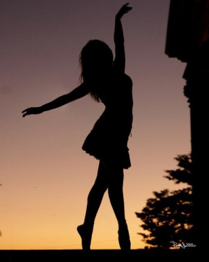 ballet, cute, dancer, girl, hair, night, silhouette, sun, sunset