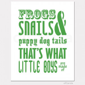 Frogs Snails Puppy Dog Tails Boys Are Made Green White Baby Nursery ...