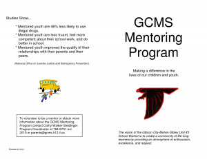 Mentoring Brochure Gcms Studies Show Mentored Youth Are 46 Less Likely ...