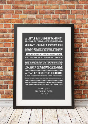 Sheldon Cooper Quotes Chalkboard - Jpeg - A4 + Letter + 8x10 - INSTANT ...
