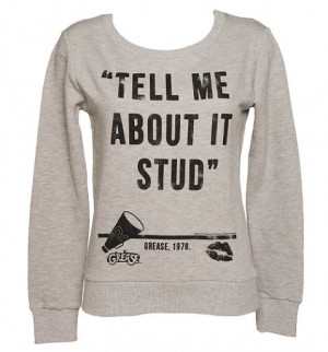 Ladies Grease Tell Me About It Stud Quote Sweater : Main