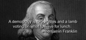 ... two wolves and a lamb voting on what to have for lunch democracy quote