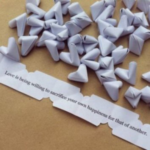Paper Origami Hearts With Love Quotes