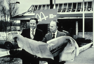 Fred Turner and Ray Kroc looking at blueprints of future McDonald's ...