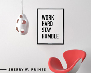 PRINT » Motivational Work Hard Typography Quote Print Minimal Black ...