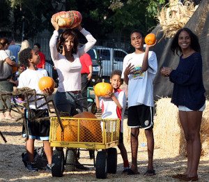 Holly Robinson Peete and her kids @ Mr Bones Pumpkin Patch in LA 10/15